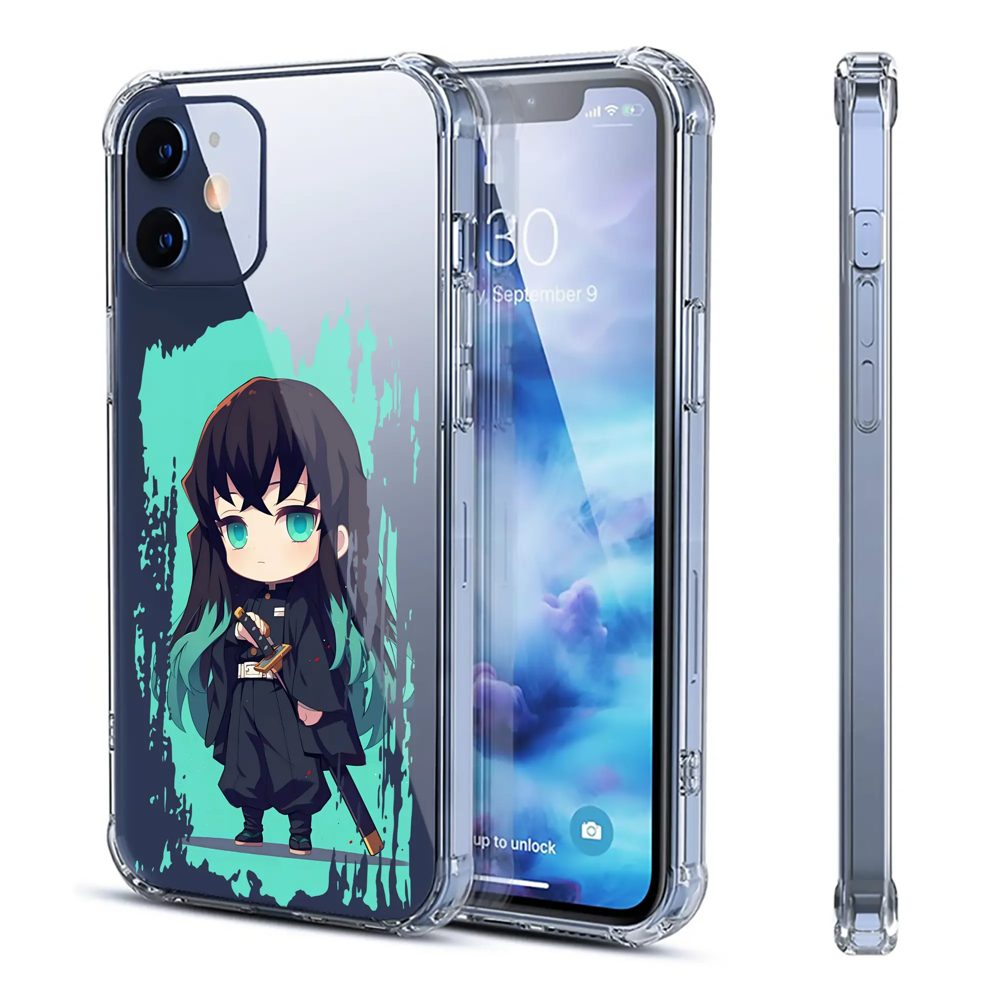 鬼滅の刃 グッズ,時透 無一郎 - IPhone 12シリーズ対応 ・ 透明スマホケース ・ クリアソフトケース ・ TPU素材 ・ 耐衝撃 ・ 高密着 ・ 防汚 防指紋 ・ 簡単着脱